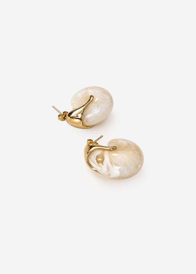 Statement hoop earrings - gold-off-white