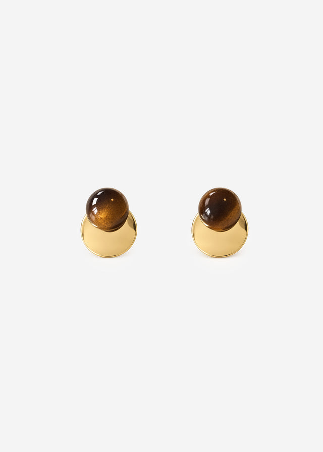 Statement-Ohrringe in Bernsteinoptik - gold