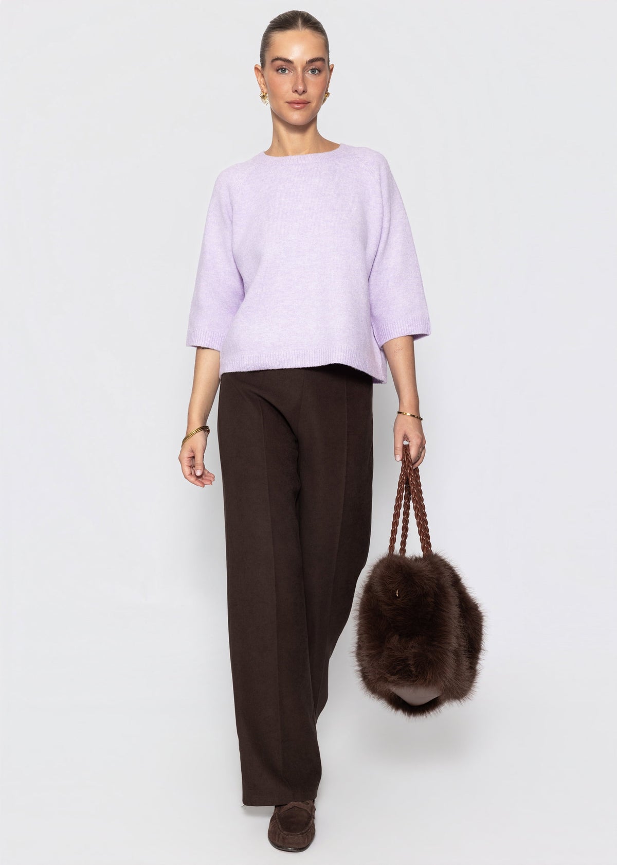 Straight-Leg-Hose mit Bügelfalte - braun