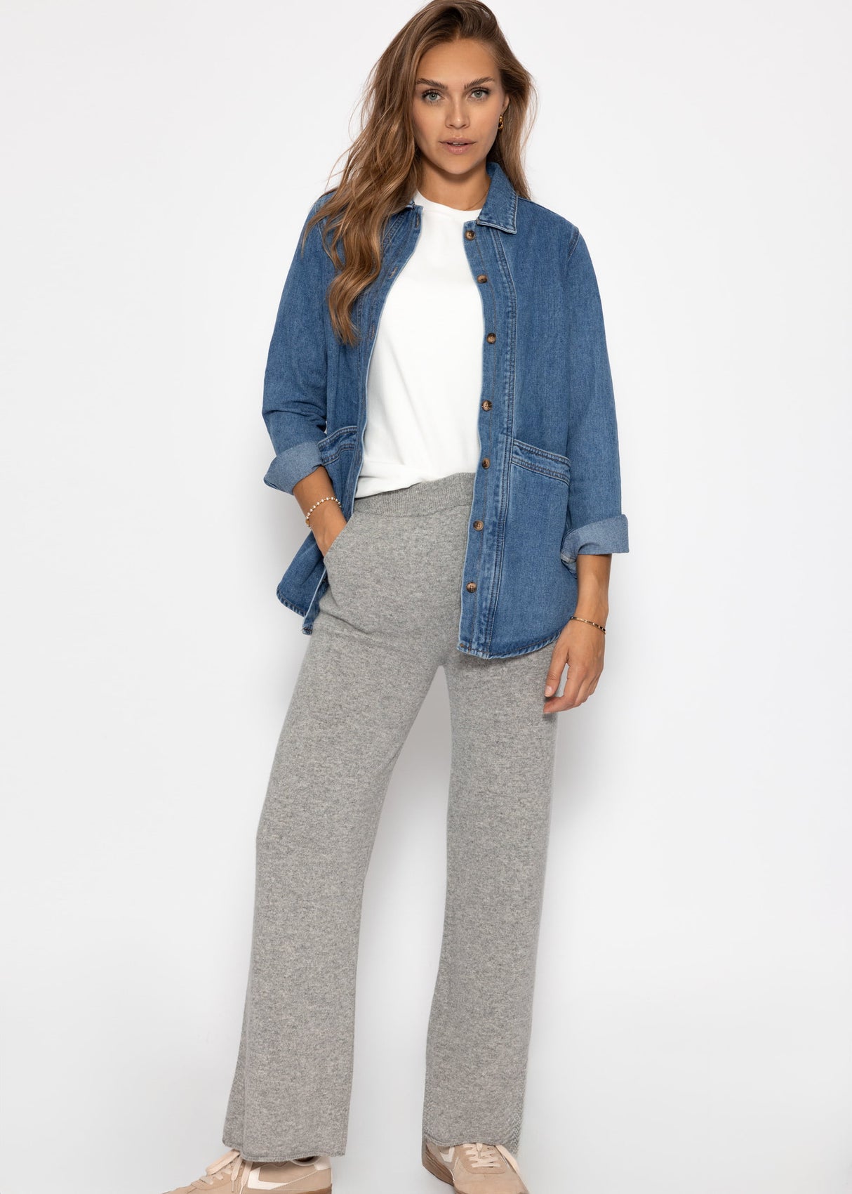 Cashmere knit trousers - light grey