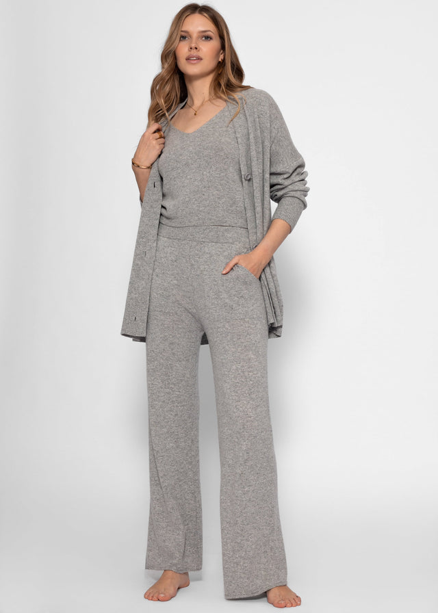 Strickhose mit Kaschmir - hellgrau