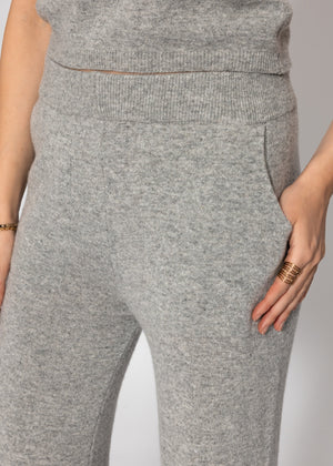 Strickhose mit Kaschmir - hellgrau
