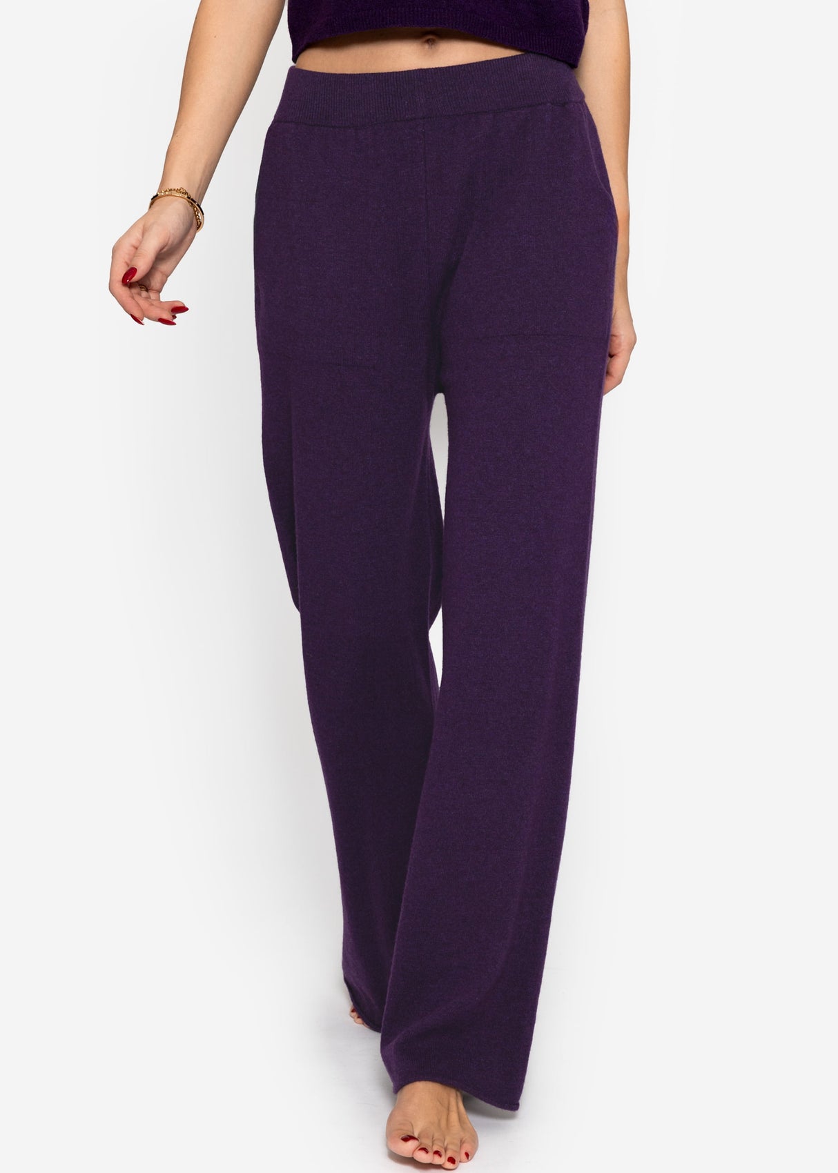 Knitted pants with cashmere - purple