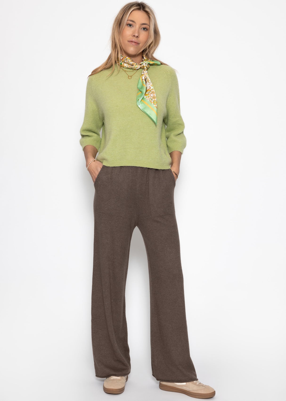 Knitting pants with cashmere - taupe