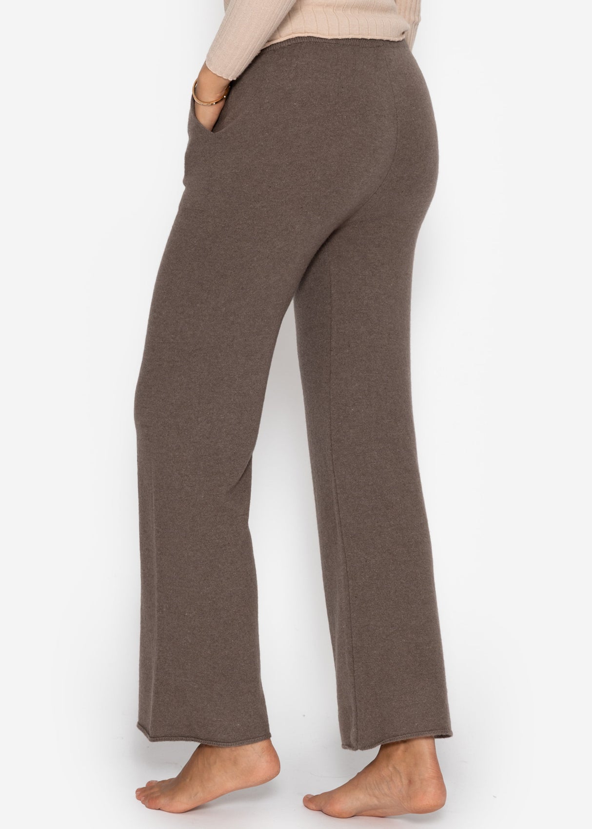 Knitted trousers with cashmere - taupe