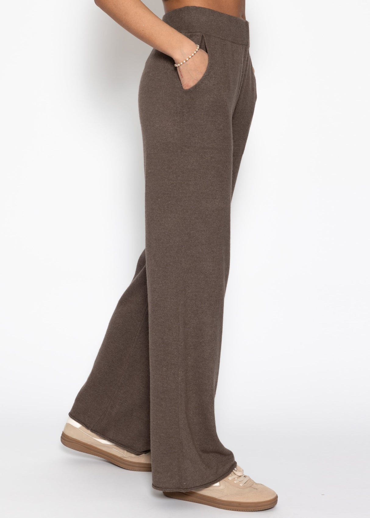 Knitting pants with cashmere - taupe