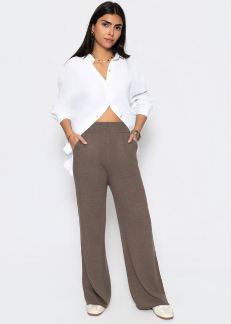 Strickhose mit Kaschmir - taupe