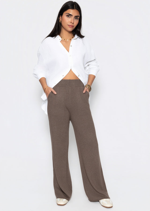 Strickhose mit Kaschmir - taupe