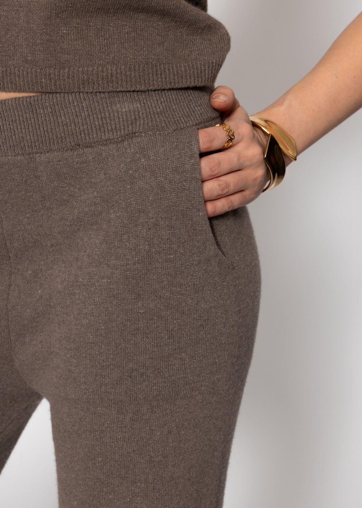 Strickhose mit Kaschmir - taupe