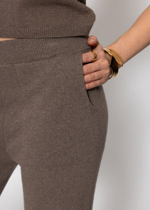 Strickhose mit Kaschmir - taupe