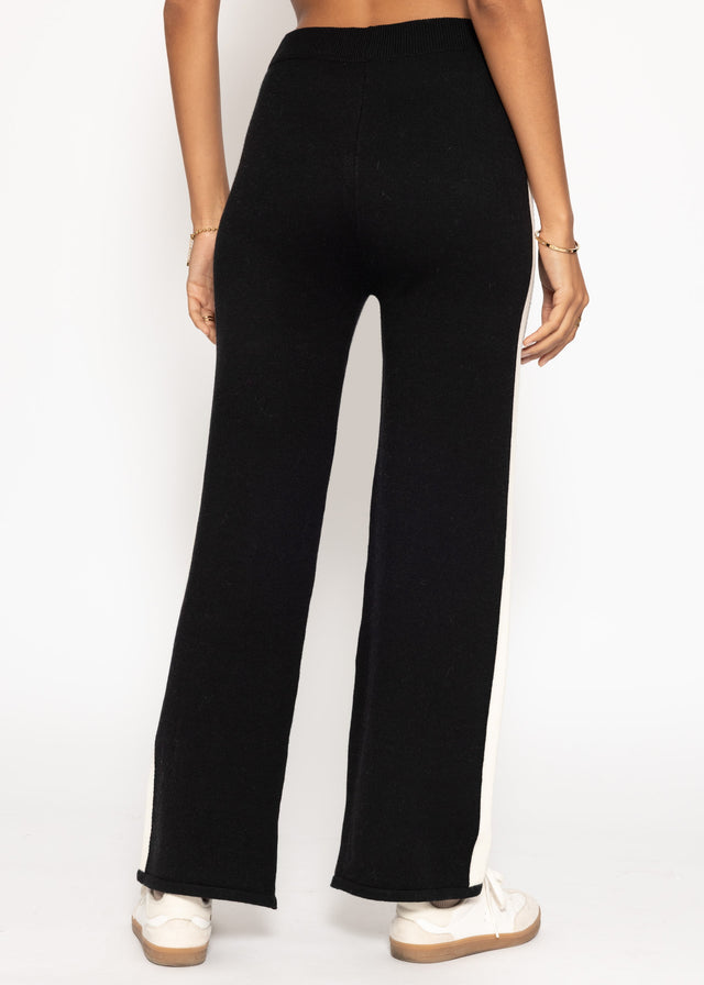 Knit trousers with contrasting side stripe - black