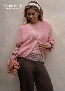 Strickjacke mit 3/4-Ärmeln - altrosa