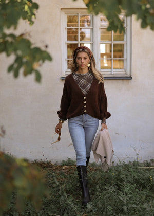 Strickjacke mit 3/4-Ärmeln - braun