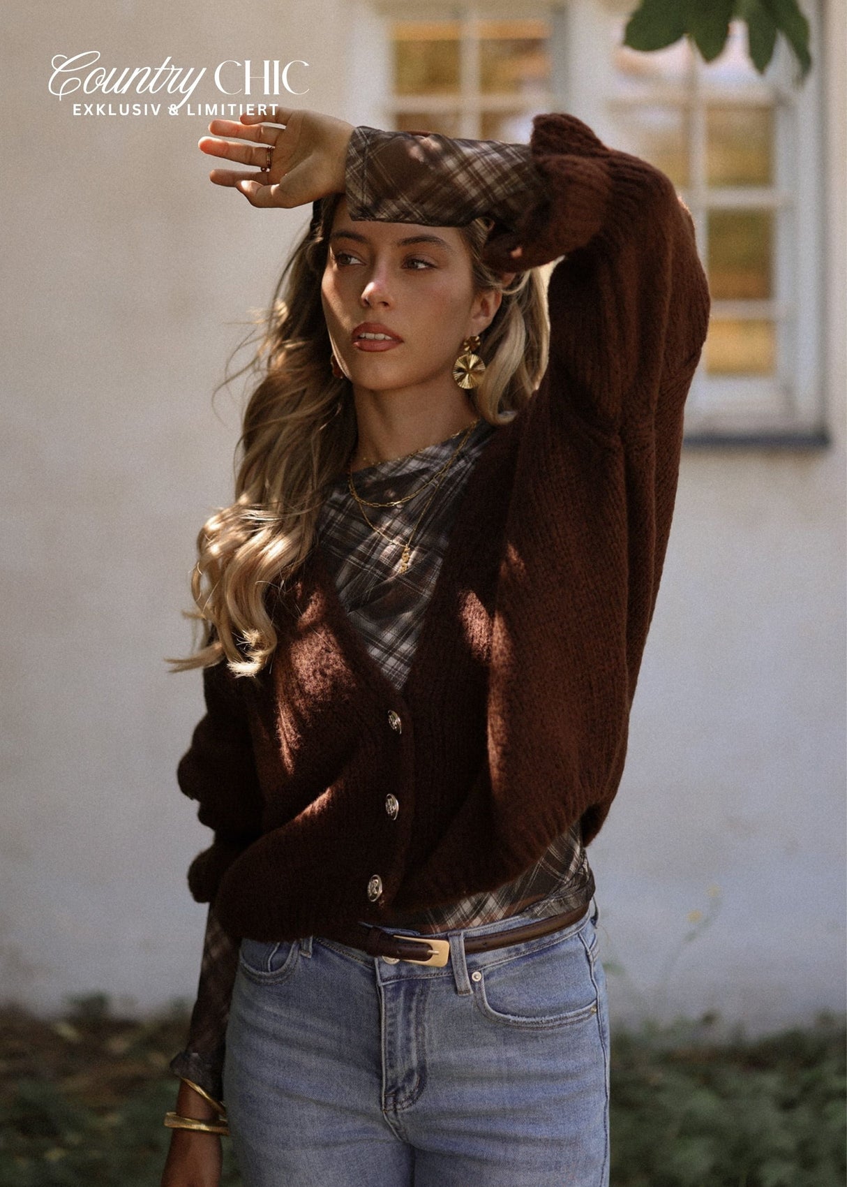 Strickjacke mit 3/4-Ärmeln - braun