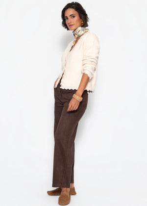 Strickjacke mit Bogenkante - offwhite