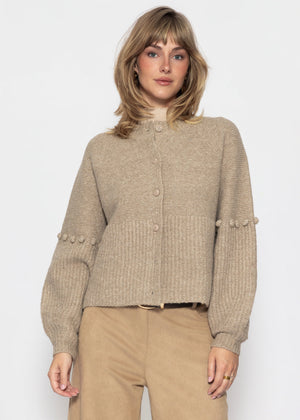 Strickjacke mit dekorativen Statement-Ärmeln - beige