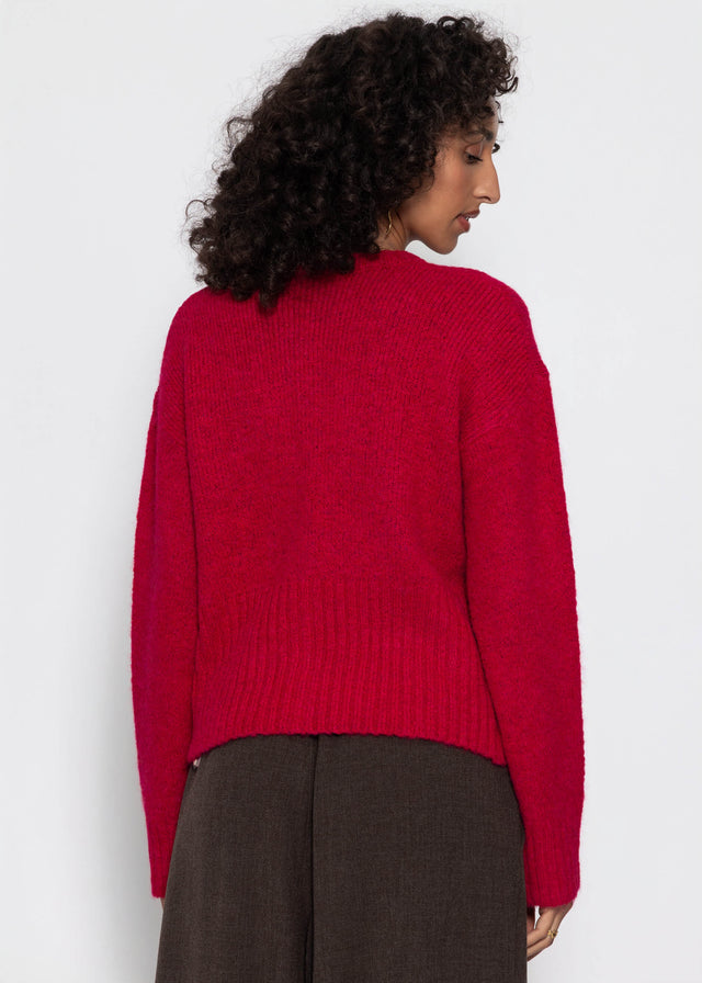 Strickjacke mit Herzknöpfen - beere
