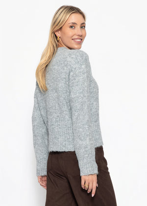 Strickjacke mit Herzknöpfen - grau