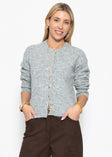 Strickjacke mit Herzknöpfen - grau