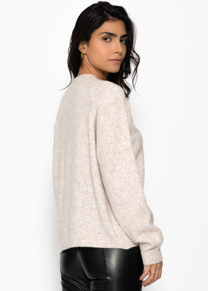 Cardigan with heart buttons - greige