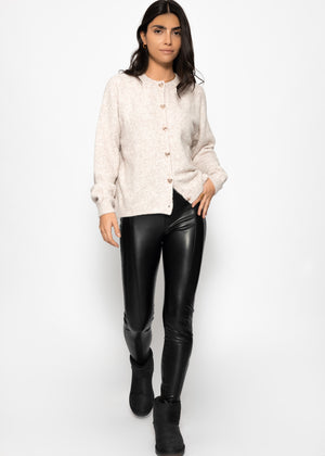 Cardigan with heart buttons - greige