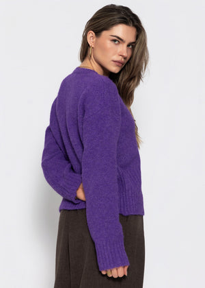 Strickjacke mit Herzknöpfen - lila