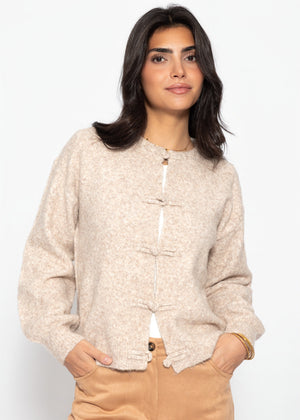 Strickjacke mit Knebelverschluss - beige