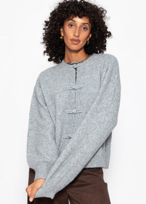 Strickjacke mit Knebelverschluss - grau