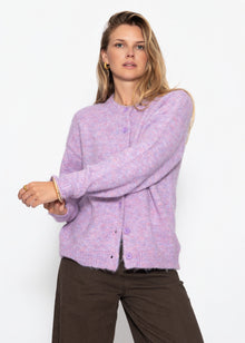 Strickjacke mit Knopfleiste - flieder