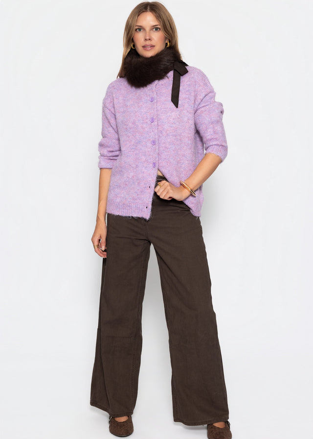 Cardigan with button placket - lilac