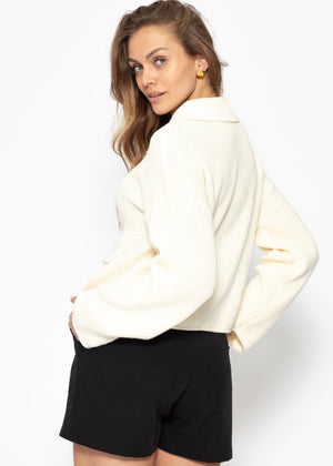 Cardigan with collar - off-white