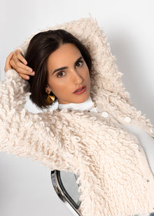 Strickjacke mit Loop-Struktur - hellbeige