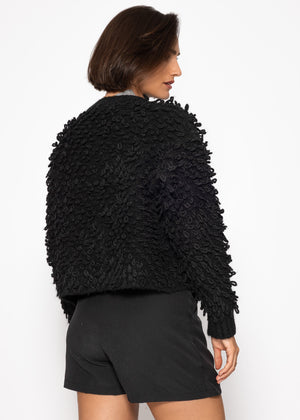 Cardigan with loop structure - black