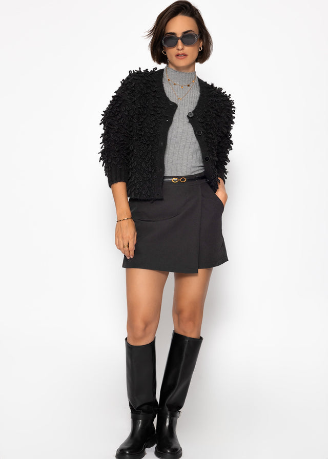 Strickjacke mit Loop-Struktur - schwarz