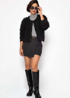 Cardigan with loop structure - black