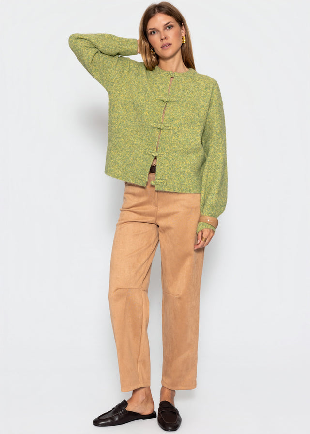 Strickjacke mit Knebelverschluss - grün - SASSYCLASSY