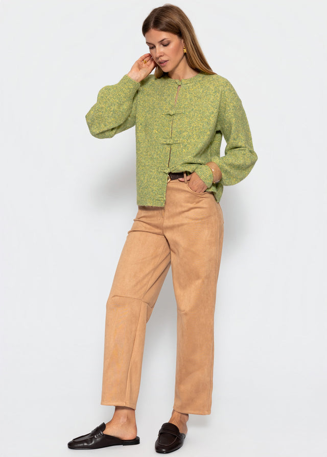 Strickjacke mit Knebelverschluss - grün - SASSYCLASSY