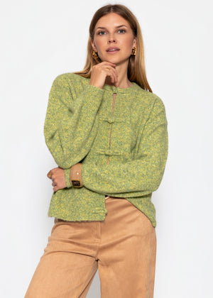 Strickjacke mit Knebelverschluss - grün