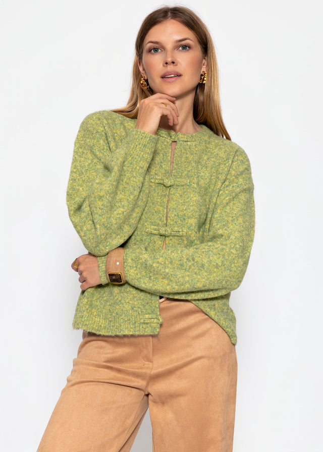 Strickjacke mit Knebelverschluss - grün - SASSYCLASSY