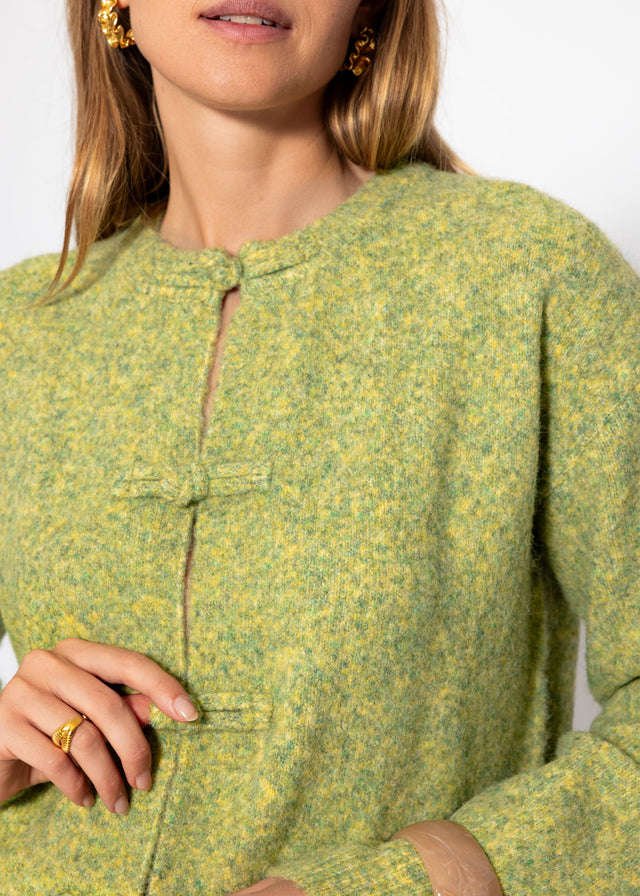 Strickjacke mit Knebelverschluss - grün - SASSYCLASSY