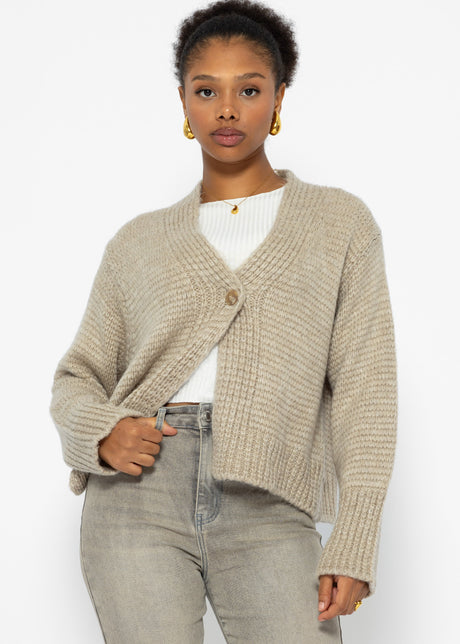 Cardigan with button - beige by SASSYCLASSY