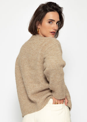 Strickjacke mit Taschen und Knopfleiste - beige