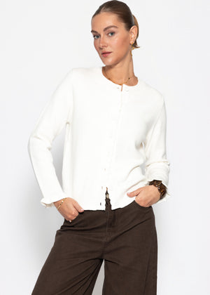 Strickjacke mit Volants - offwhite