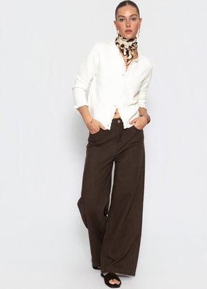 Strickjacke mit Volants - offwhite