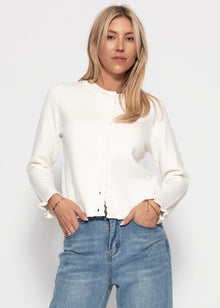 Strickjacke mit Volants - offwhite