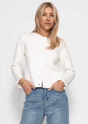 Strickjacke mit Volants - offwhite