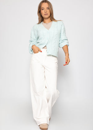 Cardigan with cable knit pattern - ice blue