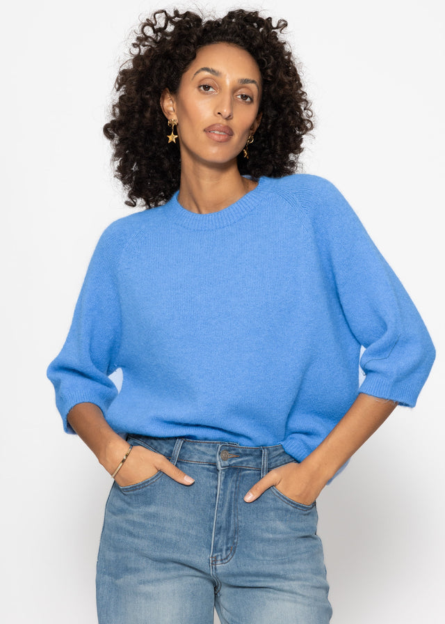 Strickoberteil mit Alpaka - blau