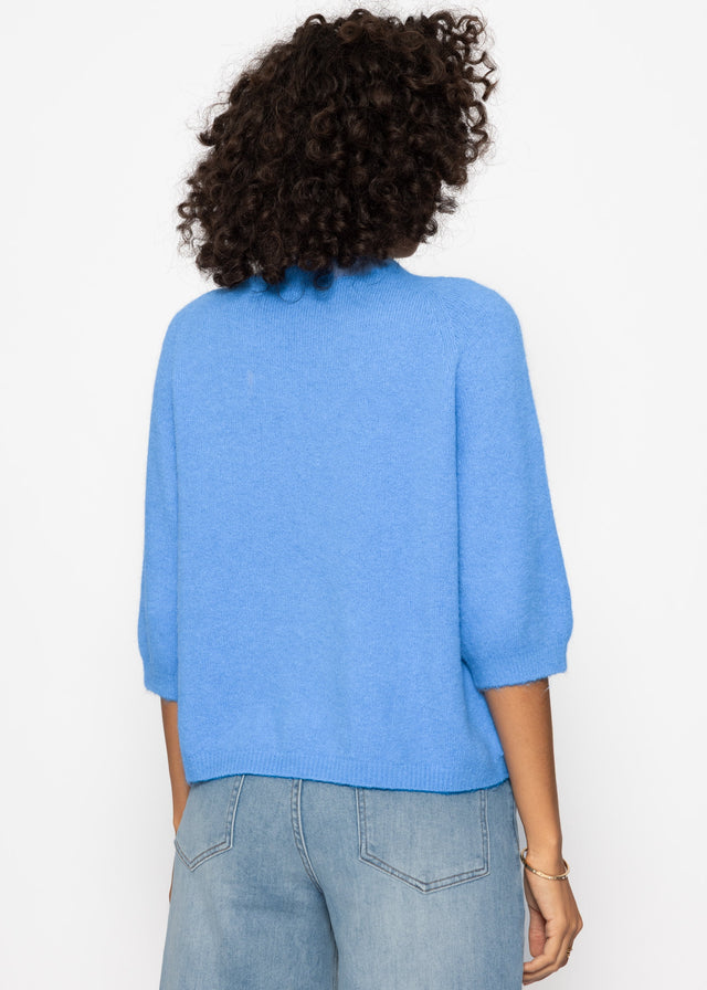 Strickoberteil mit Alpaka - blau
