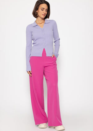 Knitted top with lace-up detail - lilac